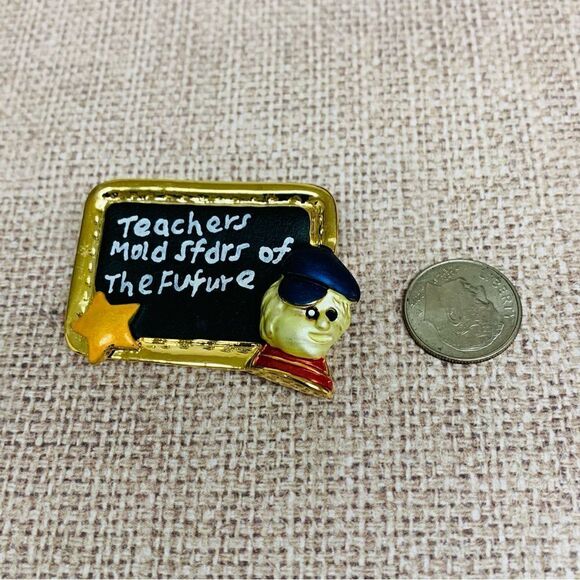 Gold Teacher Affirmation Brooch - Picture 1 of 2